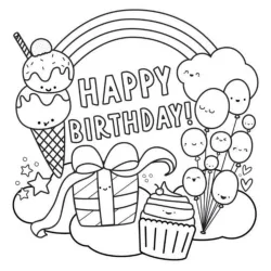 Aniversário para imprimir e colorir