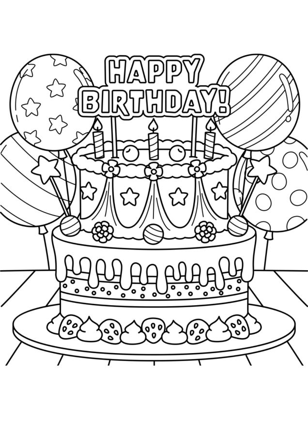 Aniversário para imprimir e colorir