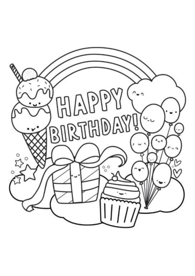 Aniversário para imprimir e colorir