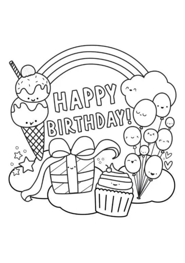 Aniversário para imprimir e colorir