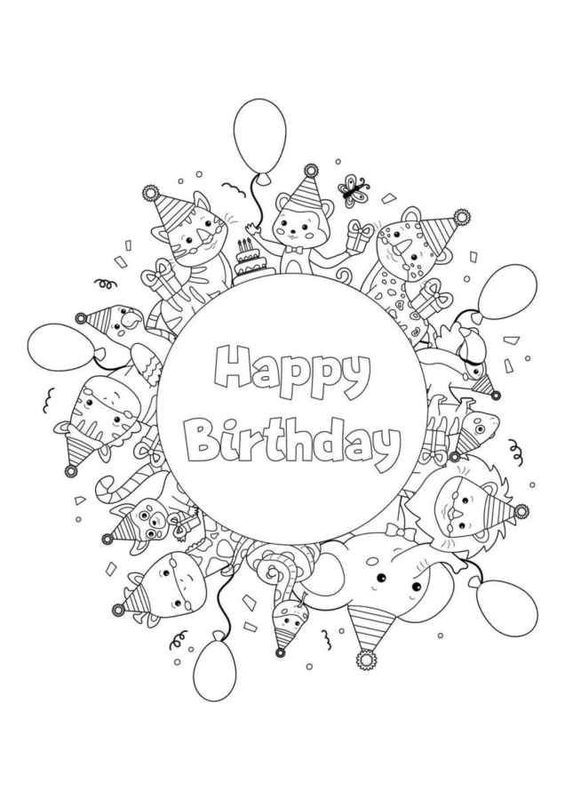 Aniversário para imprimir e colorir