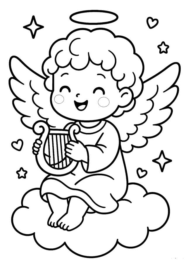 Anjos para imprimir e colorir