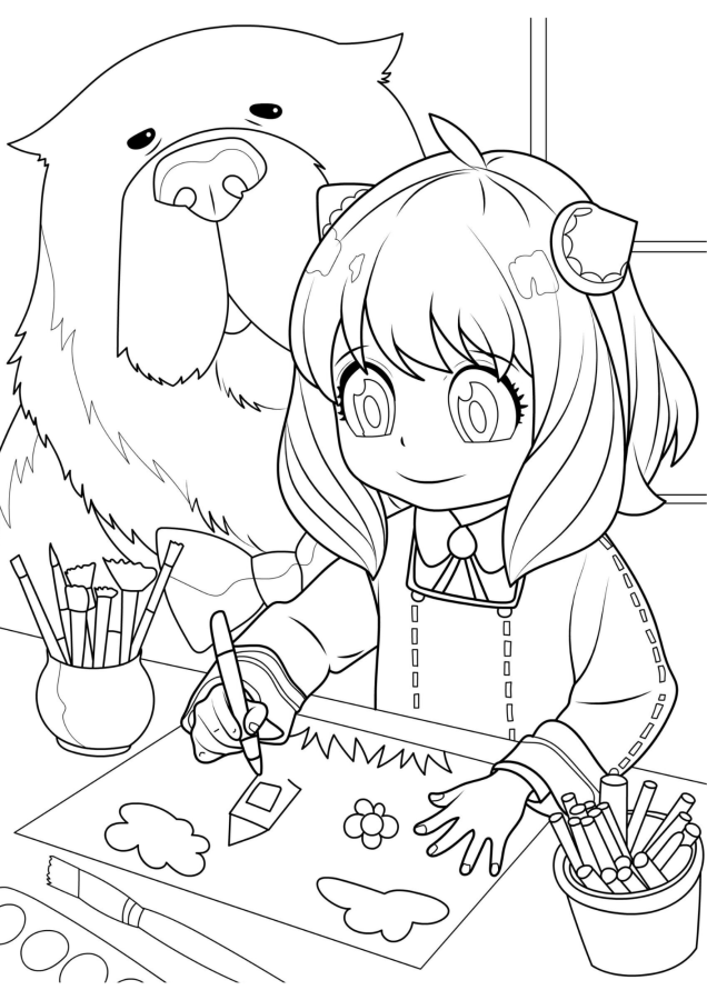 Anya para imprimir e colorir