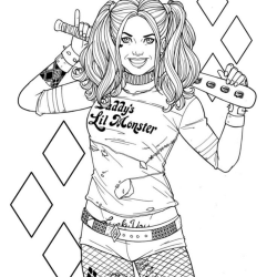 Arlequina para imprimir e colorir