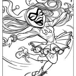 Arlequina para imprimir e colorir