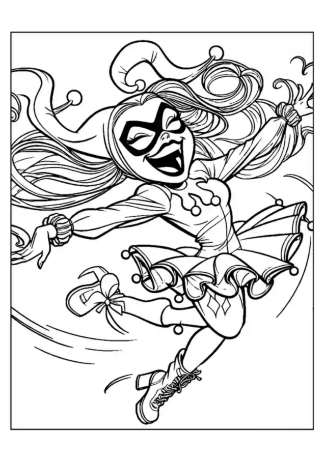 Arlequina para imprimir e colorir