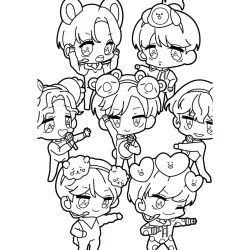 BTS para imprimir e colorir