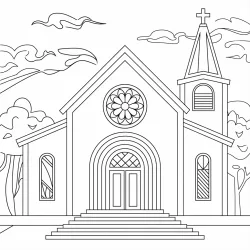 Igreja para imprimir e colorir