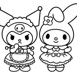 Kuromi e My Melody para imprimir e colorir