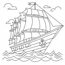 Navio para imprimir e colorir