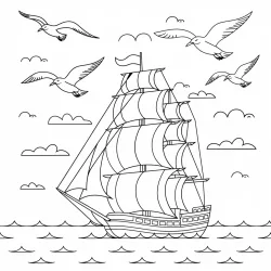 Navio para imprimir e colorir