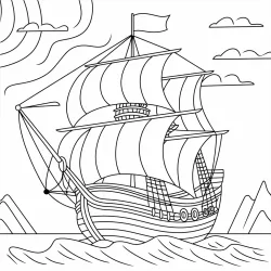 Navio para imprimir e colorir