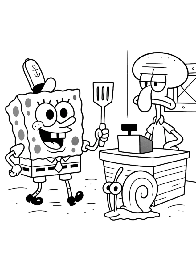 Bob Esponja para imprimir e colorir