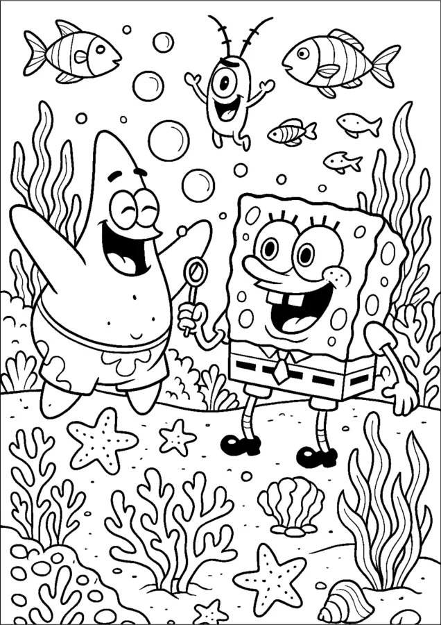 Bob Esponja para imprimir e colorir