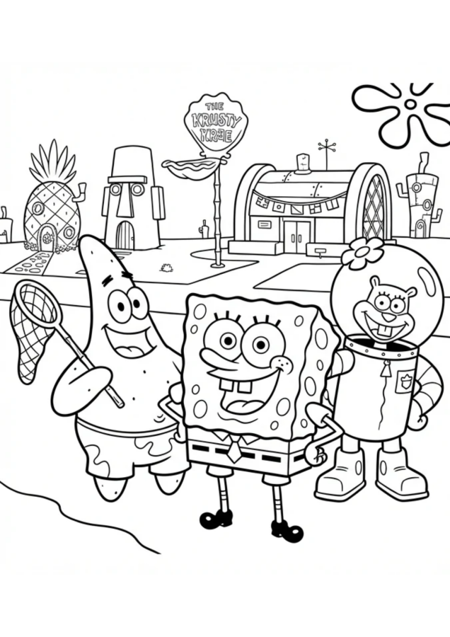 Bob Esponja para imprimir e colorir