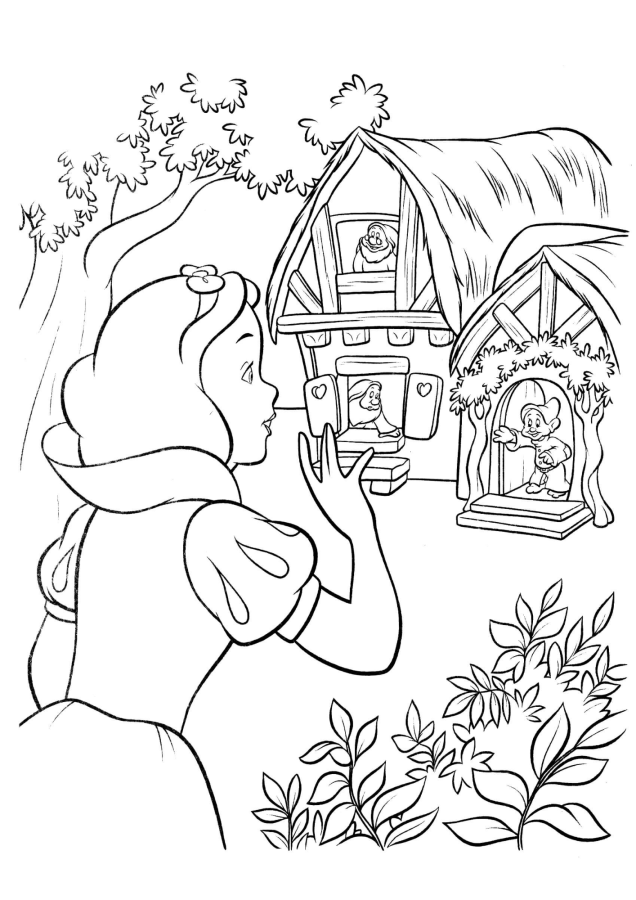 Branca de neve para imprimir e colorir