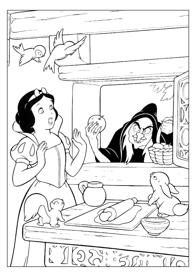 Branca de neve para imprimir e colorir