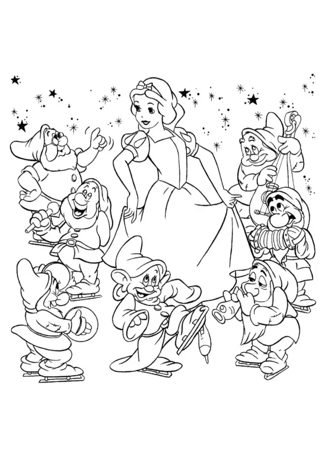 Branca de neve para imprimir e colorir