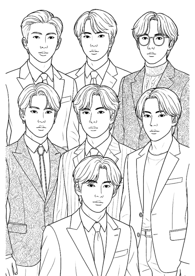 BTS para imprimir e colorir