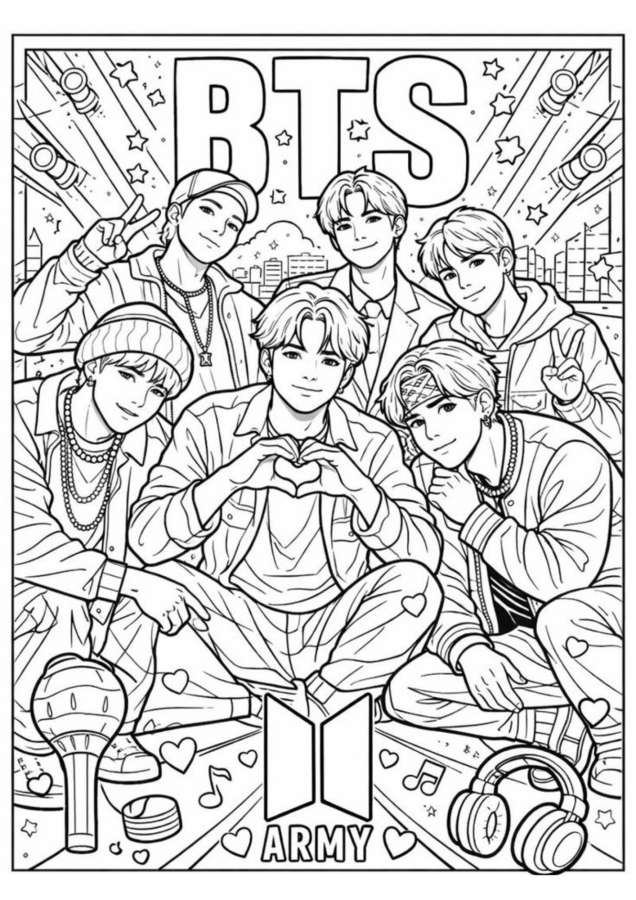 BTS para imprimir e colorir