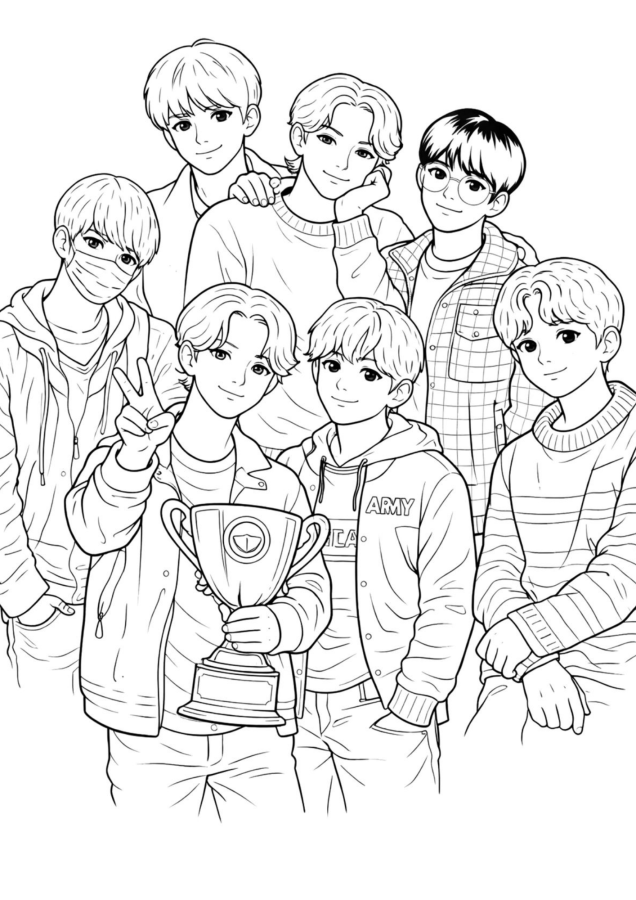 BTS para imprimir e colorir