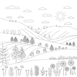 Natureza para imprimir e colorir