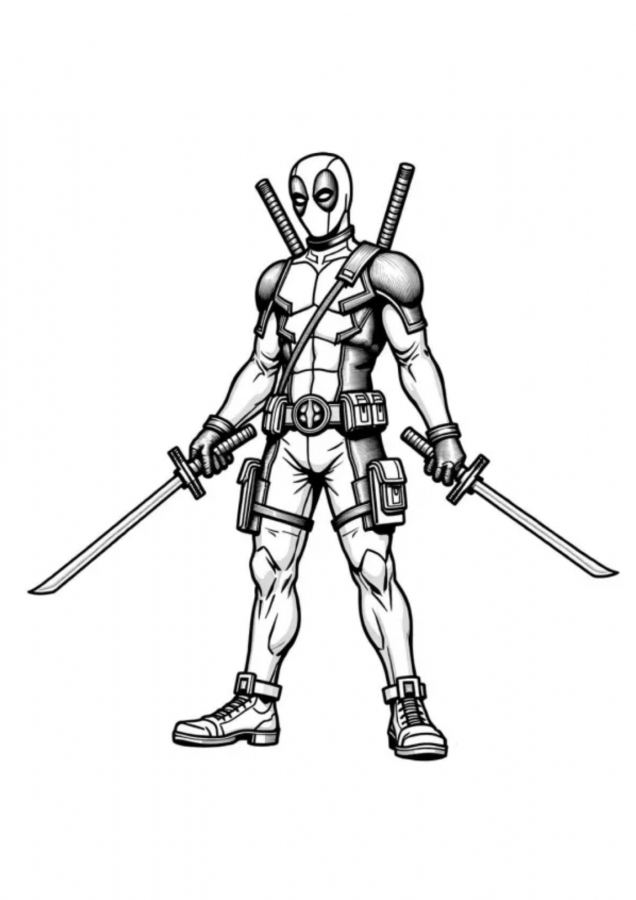 Deadpool para imprimir e colorir