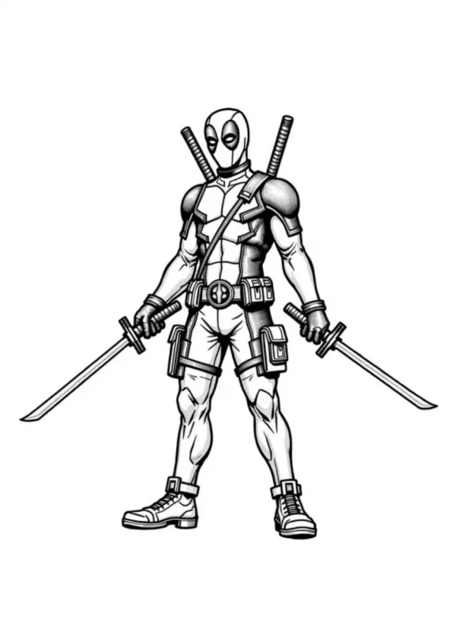 Deadpool para imprimir e colorir