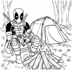 Deadpool para imprimir e colorir