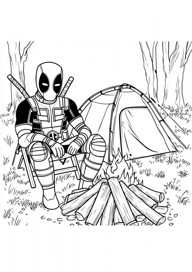 Deadpool para imprimir e colorir
