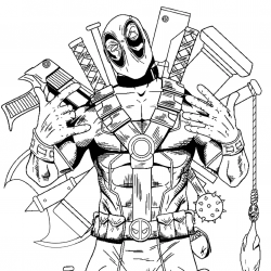 Deadpool para imprimir e colorir