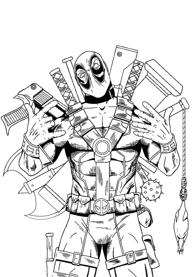 Deadpool para imprimir e colorir
