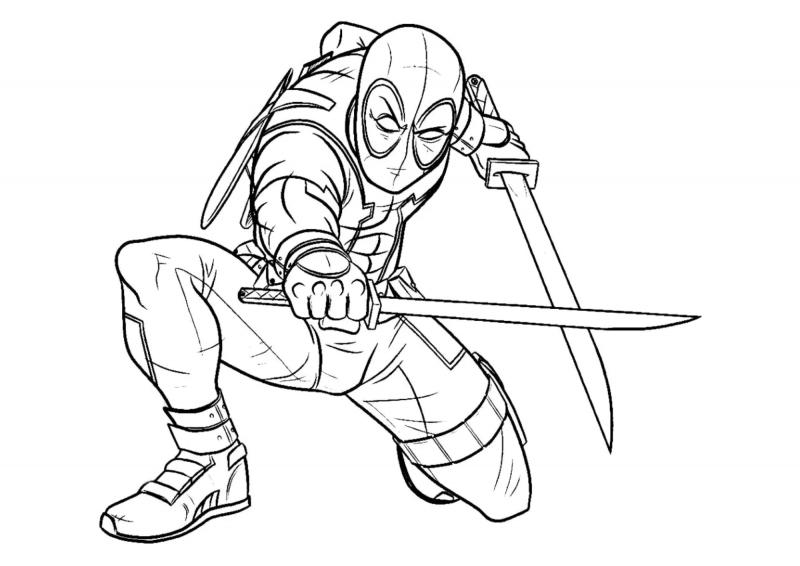 Deadpool para imprimir e colorir