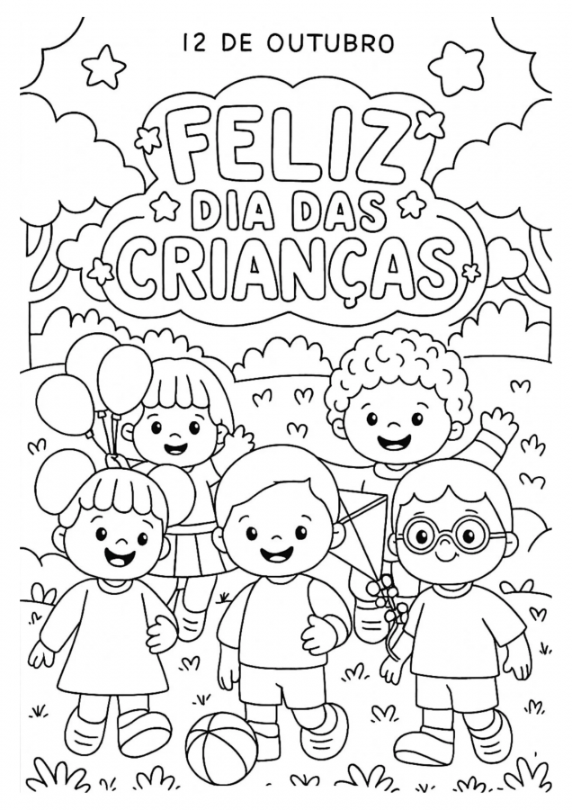 Dia das Crianças para imprimir e colorir