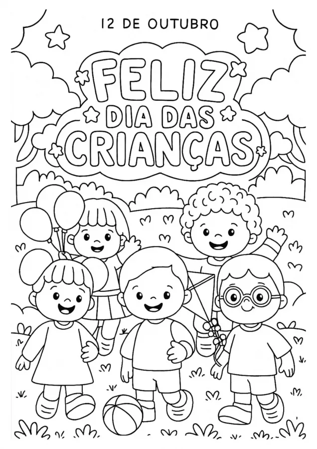 Dia das Crianças para imprimir e colorir