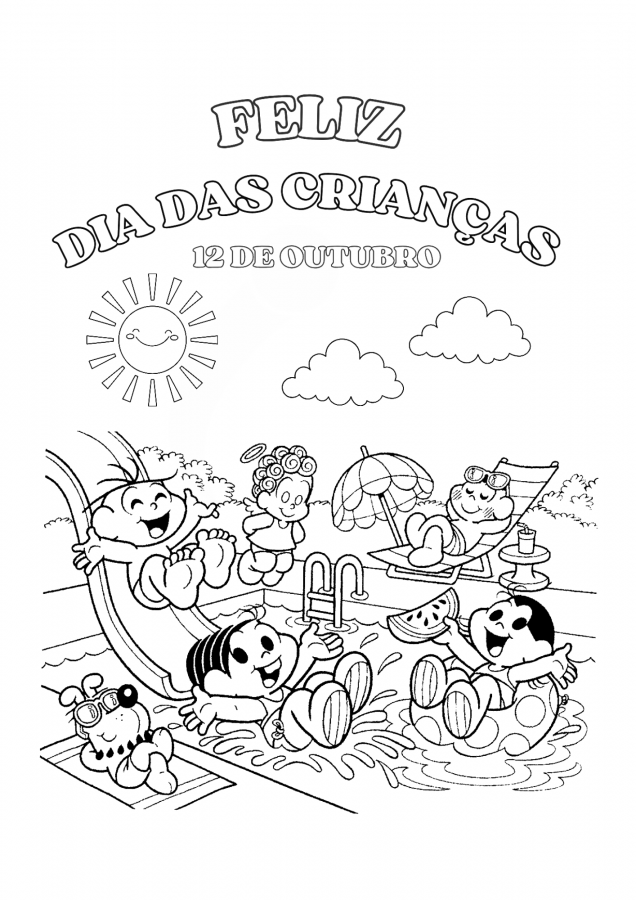 Dia das Crianças para imprimir e colorir
