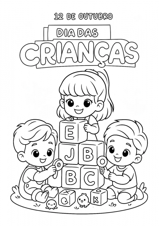 Dia das Crianças para imprimir e colorir