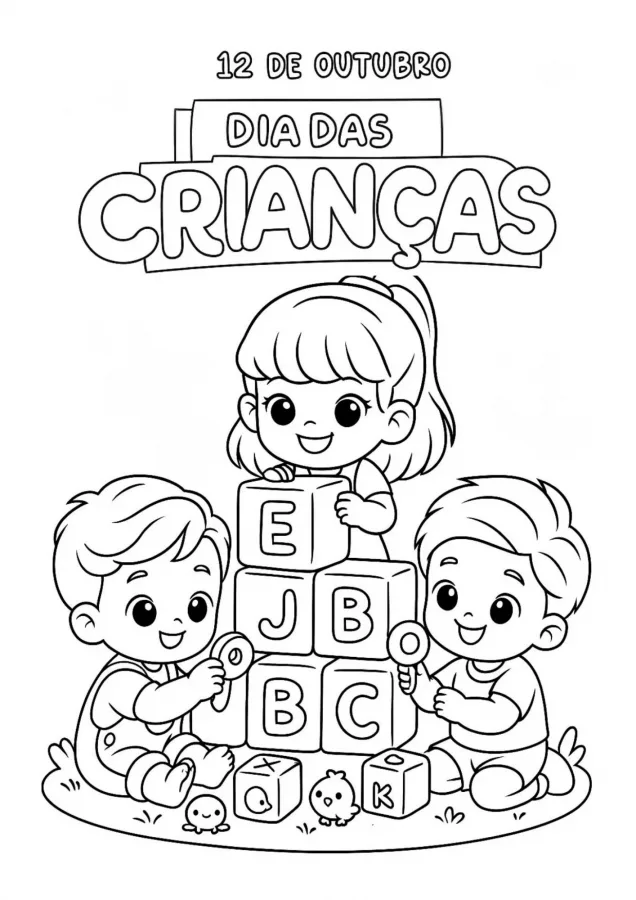 Dia das Crianças para imprimir e colorir