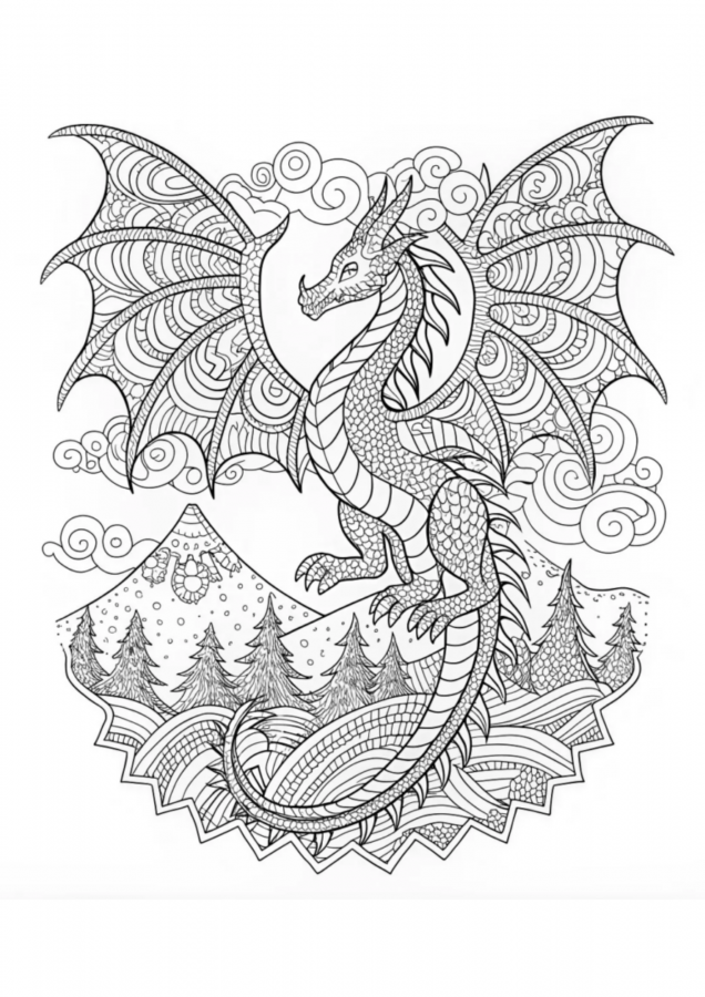 Dragão para imprimir e colorir