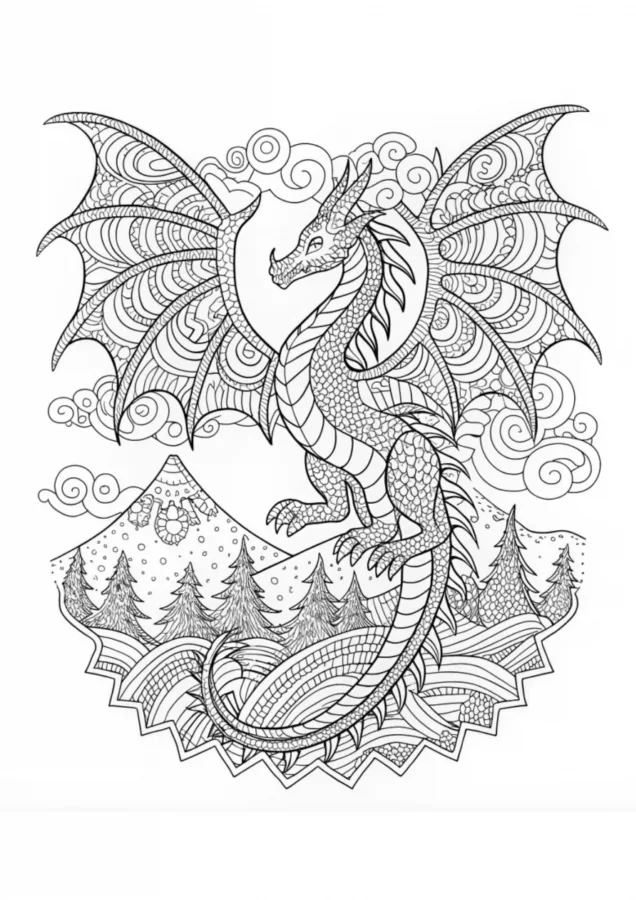 Dragão para imprimir e colorir