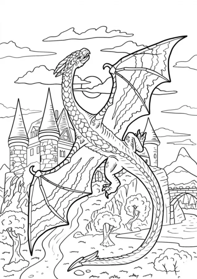 Dragão para imprimir e colorir