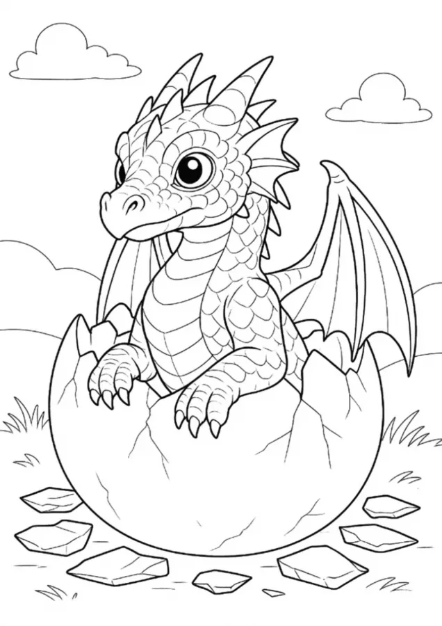 Dragão para imprimir e colorir