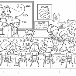 Escola para imprimir e colorir