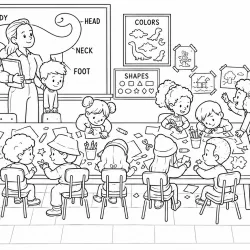 Escola para imprimir e colorir