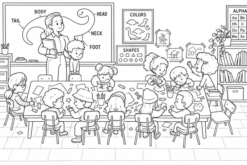 Escola para imprimir e colorir