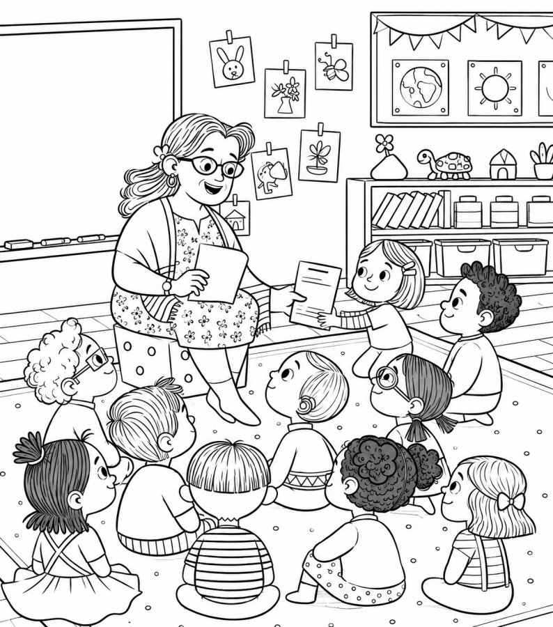 Escola para imprimir e colorir
