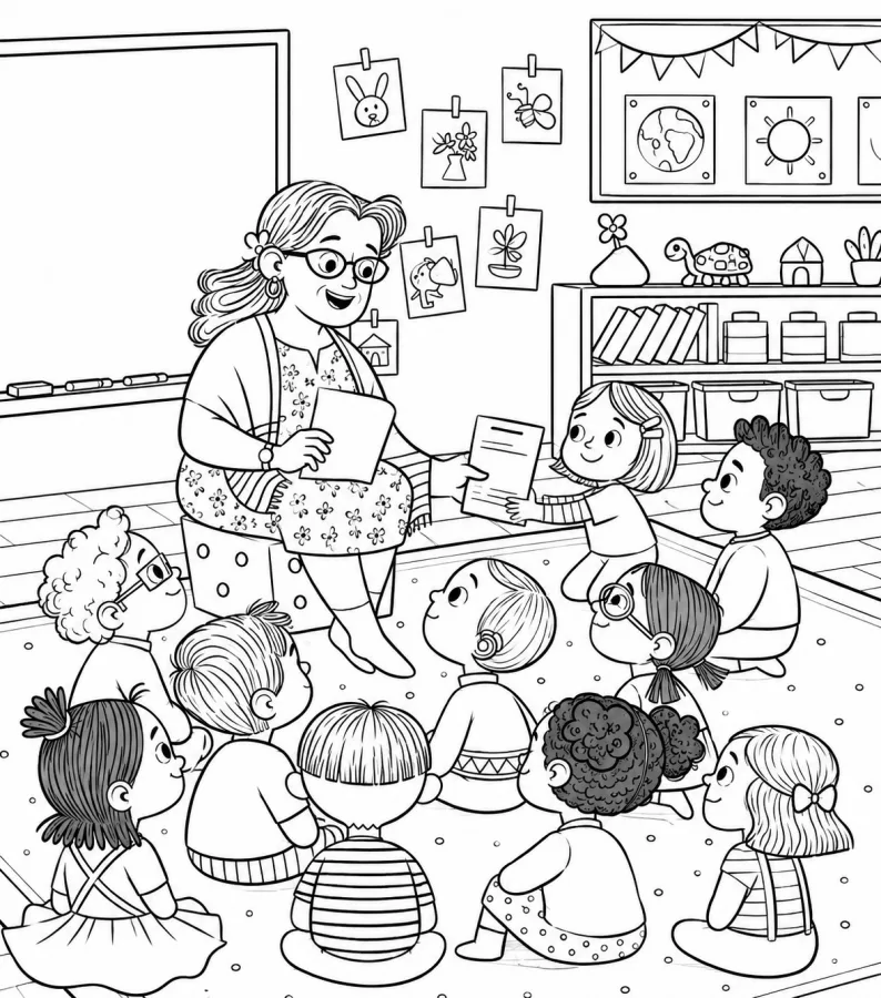 Escola para imprimir e colorir