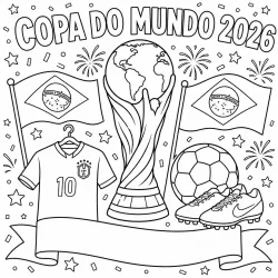 Copa do Mundo para imprimir e colorir