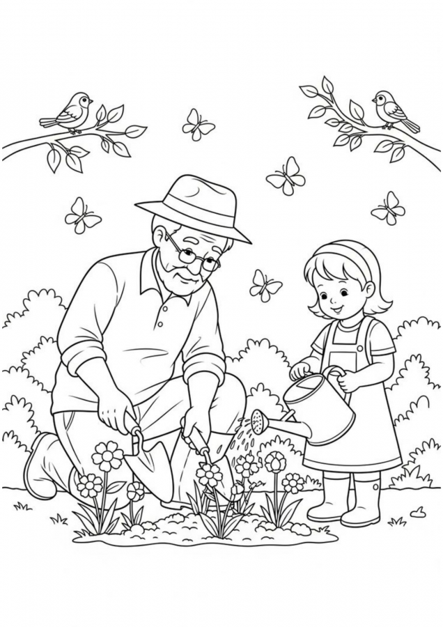Avós para imprimir e colorir