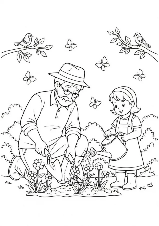 Avós para imprimir e colorir